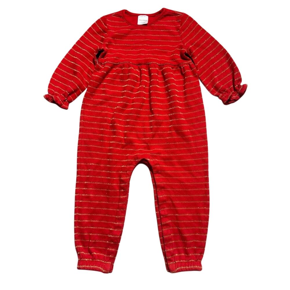Hanna Andersson Red and Gold Metallic Stripe Romper